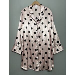 Apt. 9 Pink and Black Polka Dot Satin Sleep Shirt